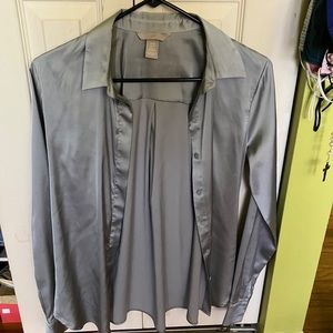 muted blue silk button up from H&M